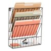 Mind Reader Metal Wire Desktop Organizer, Vertical File Holder, Hooks and Storage Tray, Wall Mount or Desktop, Metal, Black