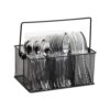 Mind Reader Multi-purpose Storage Caddy with Handle, Desktop Organizer, Cutlery Holder, 4 Compartments, Metal Mesh, Black (Pack of 9)