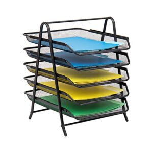 Mind Reader Paper Tray and File Folder Set, Desktop Organizer, Storage, Office, Metal Mesh, 11.75"L x 14"W x 14.5"H, Black