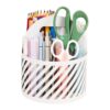 Mind Reader Round Metal Desktop Carousel Organizer with Handle, Four Compartments, Office Supplies and Accessories, Metal, White