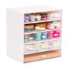 Mind Reader Stackable Craft Organizer with Drawers, Modular Storage Tower, Interlocking Design for Art Supplies, Office Supplies, Sewing, Beads, Plastic, Set of 5, White