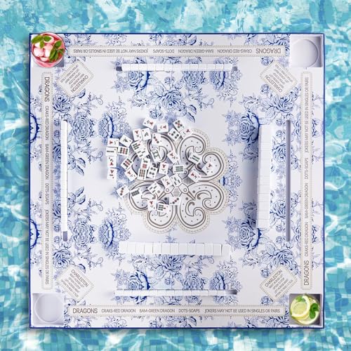 MinFyberd 32x32 Inch Large Floating Mahjong Table for Swimming Pool Hot Tub Float Board for Mahjong Card Games Dominoes Poker Pool Game Tray for Adults Summer (Blue)