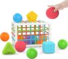 MINGKIDS Montessori Toys for 1 Year Old, Cube & 6 Sensory Shape Blocks&6 Colors Ball Pit Balls,Baby Sensory Fine Motor Skills Developmental Toys,Gifts for 12 18 Month Age 1 2