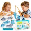 MINGKIDS Shark Fishing Game for Kids - Preschool Math Games for 3 Year Olds, Toddler Fine Motor Learning Toys, Fun Family Board Games for Boys and Girls Ages 3-5