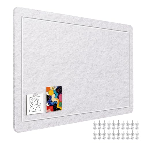 MingQiEven 1 Pack Felt Bulletin Board, 23.6 x 16 inch Foldable Notepad with Adhesive Labels and Push pins, Suitable for Safety Wall Nail Boards in Homes, Offices, and classrooms - Oatmeal