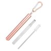 Mingzhe Portable Stainless Steel Telescopic Straw for Smoothies Milk Tea Cocktails with Cleaning Brush 23cm (Pink)