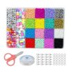 Mingzhe Premium Glass Alphabet Pattern Beads Set for DIY Crafts and Jewelry Making for Kids and Adults with 24 Opaque Colors Included