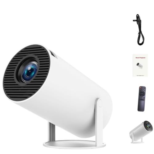 Mini 210° Smart Projector with Extra Large-Screen Display, Smart Projector with WiFi,Supports 4K, 210° Rotatable Portable Projector with Built-in Apps & Auto Keystone for Home Outdoor (White)