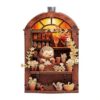 Miniature House Refrigerator Magnets, Wooden 3D Model with LED Light, Beginner-Friendly, Multi Purpose Mini Handmade Puzzle Ornament for Home Office Display and Creative Gift (Hedgehog)