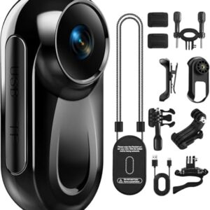 Mini Body Camera 1080P, 512G Thumb Action Camera Hands-Free Recording, Magnetic Vlogging Cam with 360° Rotate, Wearable Video Recorder for CyclingTraveling/Motorcycle(SD Card Not Included) Black