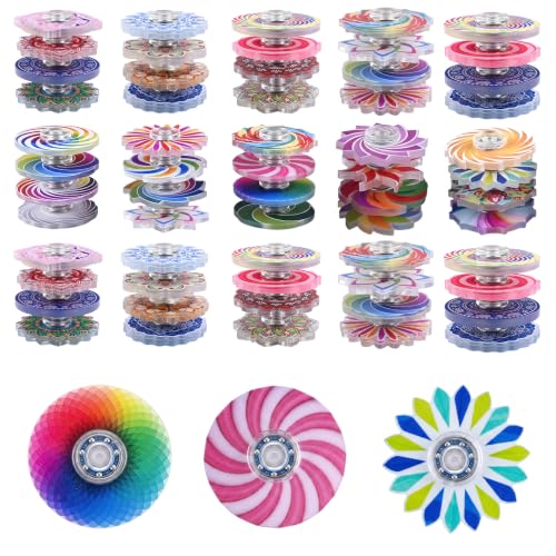 Mini Fidget Spinners, Mixed Style Party Favors for Kids Bulk: Rainbow & Mandala Acrylic Sensory Toys for Classroom Prizes, Assorted Goodie Bag Fillers, Pinata Stuffers (100PCS Mixed Style)