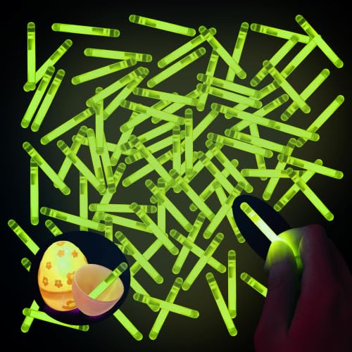 Mini Glow Sticks Bulk 100 PCS, Glow in The Dark Small Glow Sticks for Easter Egg Fillers, Glow Sticks Party Favors, Halloween Party Supplies, Birthday Goodie Bags, Classroom Prizes, DIY Crafts (Green)