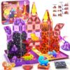 Mini Magnetic Tiles Dinosaur Volcano Set, Magnetic Building Blocks with 6 Dinosaurs, Road Trip Essentials for Car & Airplane Magnet Tiles STEM Construction Toys, Gifts & Toys for Boys Girls Ages 3-12