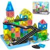 Mini Magnetic Tiles Road Set, STEM Building Toys for Kids Ages 3-8