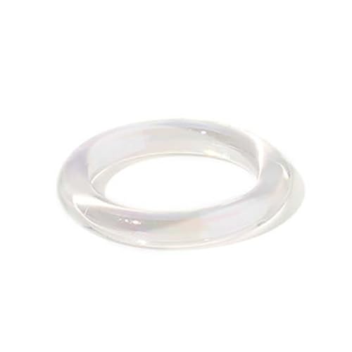 Minimalist Resin Band Ring for Women, Lightweight Colorful Acrylic Finger Rings, Trendy Stackable Resin Jewelry in Tortoiseshell Amber Clear Pink Blue, Stylish Modern Accessory Gift (Iridescent Clear)