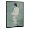 Minimalist Woman Bathing in Water Ripples Abstract Canvas Wall Art