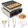 Mini Pancake Maker 25 Holes, 900W Commercial Electric Pancake Machine with Adjustable 50-300°C Temp & Timer, Non-Stick Stainless Steel Poffertjes Grill for Restaurants, Cafes & Home Use