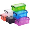 Mini Plastic Storage Boxes with Locking Lids, 6 Pack