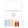 Mini Portable Printer, Wireless Thermal Photo Sticker Printer with 4 Rolls Paper, 6 Watercolor Pens, Stickers, Inkless Pocket Printer for Students, White