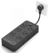 Mini Power Strip with Surge Protector, 3 AC Outlets & 4 USB Ports (2 USB-A + 2 USB-C), 18W Charging, 3-Inch Short Cord, 1250W/10A, Wall Mountable, Home Office Travel, Black