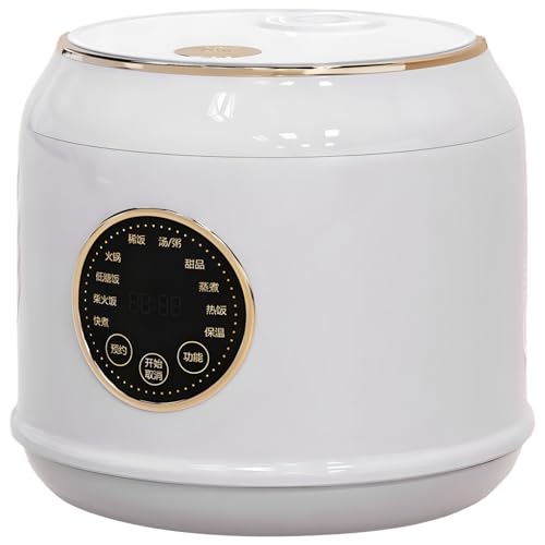 Mini Rice Cooker, 2 L 400 W Rice Cooking Machine for 2 to 3 People, Touch Panel with Steamer Basket, 304 Stainless Steel Non Stick Inner Pot, Automatic Shut Off, Keeps Warm, White