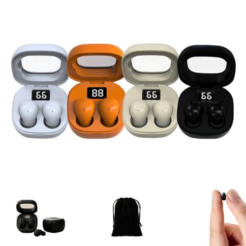 Mini Wireless Earbuds with LED Digital Display Case, Invisible Mini Sleep Earbuds Wireless Bluetooth, Smart Touch Control Lightweight in Ear Earphones for Side Work Sports Travel (4colors)