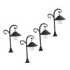 minkissy 4pcs Lamp Built-in Dollhouse Vintage with LED Lights Light, Black Miniature Sidewalk for Play Realistic Illumination for Photography