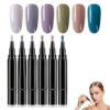 Mintiml Nail Polish Pen Set,3 in 1 Nail Paint, 6 Colors Gel Pens for Nails Art, Easy Polish Pen for DIY Manicure at Home (C Set)