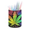 MIOOLKT Tie Dye Marijuana Leaf Pen Holder Cup for Desk
