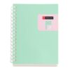 Miquelrius - A6 Ruled notebook, Bi-colour flexible polypropylene cover, 80 sheets of 80 g/m² ivory paper, Transparent silicone spiral, Turquoise/Green