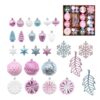Mixed Shape Christmas Tree Decorations Ornament Set, Embossed Glittered Accents for Seasonal Branch Mantel Displays Holiday Ornament Assortment Tree Decorations Mixed Shape Baubles Glittered Metallic
