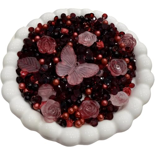 Mix Pearls and Rhinestones Set, Baroque Flatback Rhinestones, Rose Cabochons, Moon Shadow Resin, Pearls for Crafting Cream Glue, Halloween Craft Mix for Nail Art, DIY Embellishments