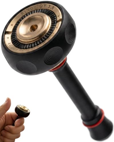 MIXTRYS 3-in-1 Metal EDC Fidget Toy - Ratchet Ring, Fingertip & Handheld Spinner, CNC Machined Reversible Brass Bearing Lock, Aluminum Ring & Handheld Stick, Stress Relief Gadget for Adults