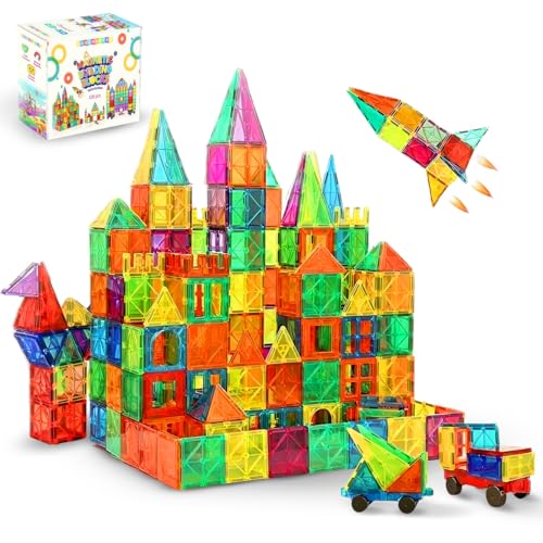 MKGCRAFTED Magnetic Tiles 120 PCS Building Blocks for Kids – STEM Construction Toy Set, Creative Educational Magnetic Building Tiles, Montessori Gift for Boys & Girls Ages 3 to 12
