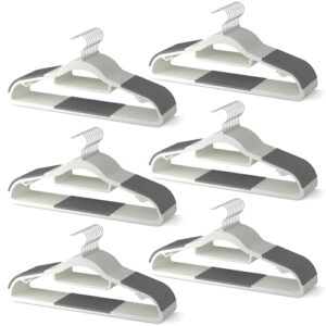 MLKJHHI 60 Pack Heavy Duty Plastic Hangers, Non Slip Clothes Hangers with Rubber Pads and 360° Hook - Thin Space Saving Hanger, Closet Organizer for Shirt, Pants, Suit, Skirt,Coat - Gray