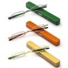 MMOWW Small Reading Glasses Men Women 3 Pairs Slim Pocket Readers with Pen Clip Metal Case Spring Hinge (Yellow+Orange+Green,+3.0)