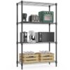 M MZG 1000 lbs 4Tier Shelf Metal Storage Shelves Wire Rack Closet Organizers with Wheel for Garage Kitchen Bathroom Laundry Black 13.7" D x 23.6" W x 53.4" H