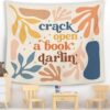MNASAIOO Reading Classroom Wall Tapestry Hanging, Boho Crack Open A book Darling Read Banner Tapestries, Bookish Reader Wall Decor for Kids Book Lovers School Library Reading Nook Corner Dorm 50x60in