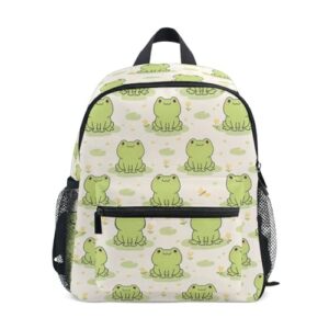 MNSRUU Toddler Backpack, Cute Frog Kids Backpack Dragonfly Small Bookbag for Girls Kawaii Mini Travel Backpack for Boys Preschool Age 3-6