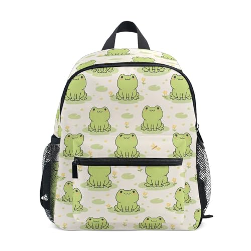 MNSRUU Toddler Backpack, Cute Frog Kids Backpack Dragonfly Small Bookbag for Girls Kawaii Mini Travel Backpack for Boys Preschool Age 3-6