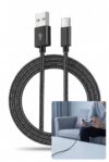 MOAYZRO USB A to C Controller Charging Cable, 10FT Nylon Braided Fast Charger Cord, Data Sync Wire (Black)