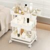 Mobile Makeup Rolling Cart with Drawer, Organizer Trolley on Wheels for Spa, Salon, Bathroom, Home Office, Utility Storage Solution