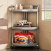Mobile Rolling Corner Shelf, Waterproof Storage Cart with Wheels, Open Organizer Rack for Bathroom, Kitchen, Living Room, Versatile and Lightweight, Perfect for Home Use