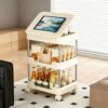 Mobile Storage Cart, Adjustable Rolling Utility Cart with Wheels, Organizer Shelf for Snacks, Drinks, Books – Versatile Home Use Storage Solution