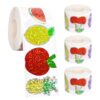 MOBUTOFU 4roll Waterproof Holographic Fruit Stickers Roll Coated Paper Self-Adhesive Labels for Bedroom Decor and Spring Garden Projects, Residue-Free Removal DIY Craft Supplies