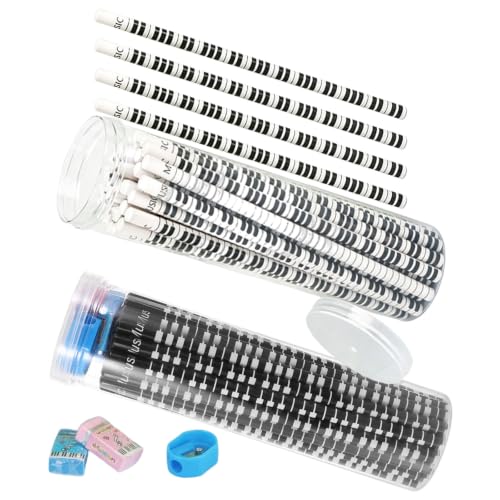 MOBUTOFU Music Themed Pencils Featuring Effortless Gliding Writing with Piano Key Pattern, Cylindrical Wooden Pencils and Crack-resistant Design, for Music Themed Gatherings and Party