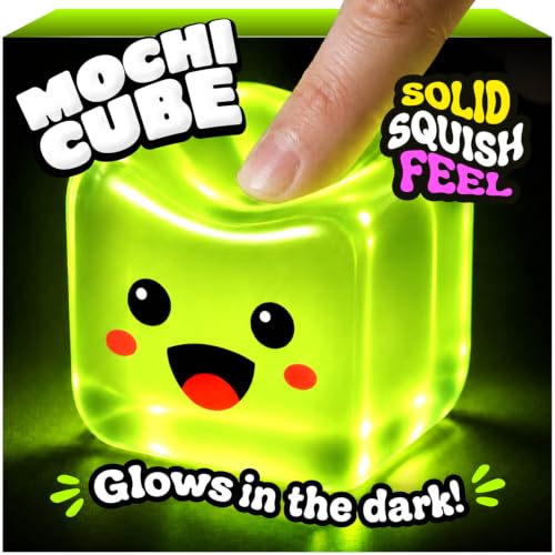 Mochi Cube - Glow in the Dark Big Squishy Fidget Toys - Stress Squishy Toy - Ice Cube Squeeze Squishys - Slow Rising Sensory Stress Cube