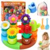 Mocuba Montessori Flower Garden Plants Sorting Sensory Toys for Toddlers 1-3,Shape & Color Matching Learning Educational First Birthday Gift for Baby Boys Girls (Multi Color)