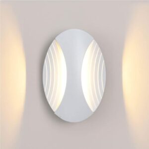 Modern Aluminum Wall Sconce Oval Up Down Light Fixture 210mm White Interior Decorative Mounted Lamp for Bedroom Living Room Hallway Staircase Corridor