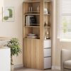 ModernMate 71" Tall Corner Bookshelf with 3 Drawers, Narrow Bookcase